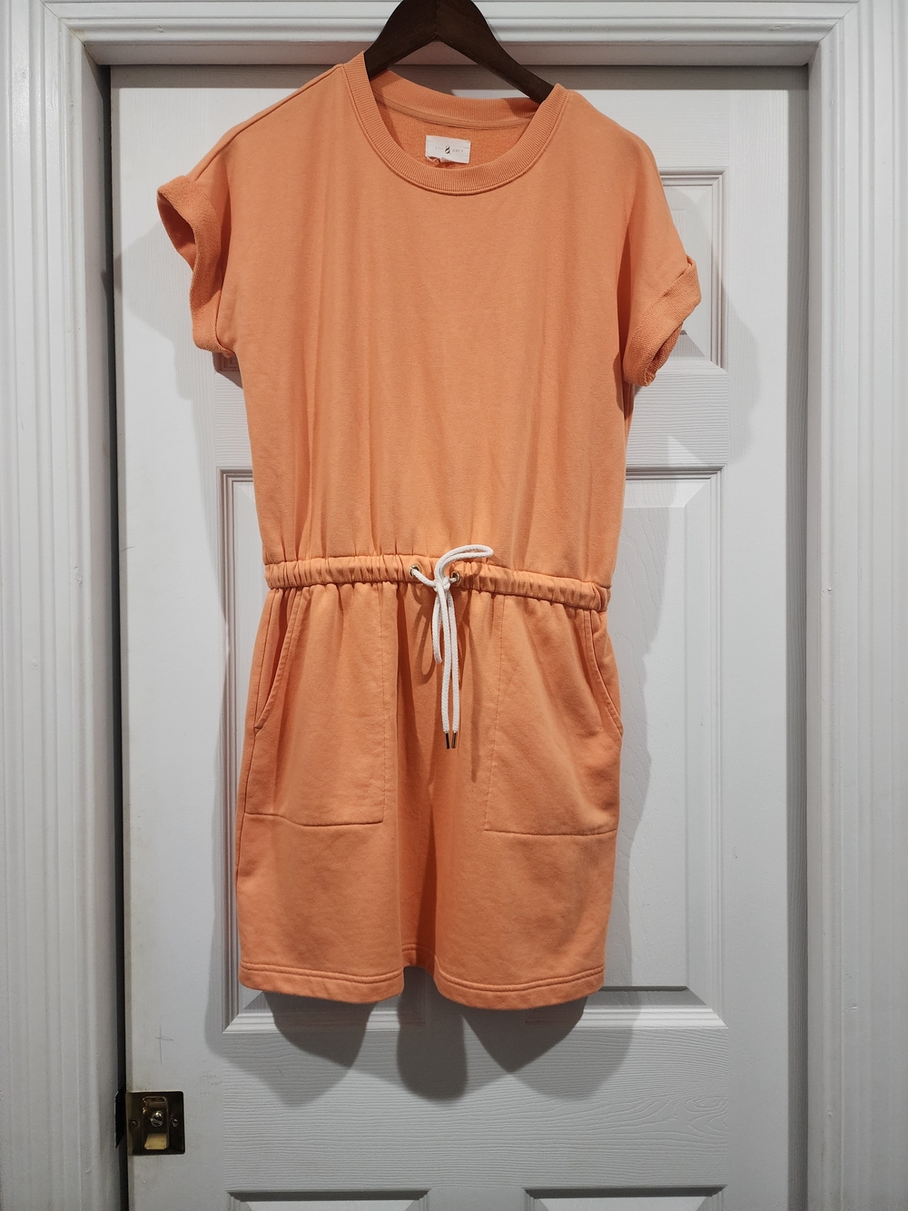 Lou & Grey Peach Short-Sleeve Drawstring Romper Dress